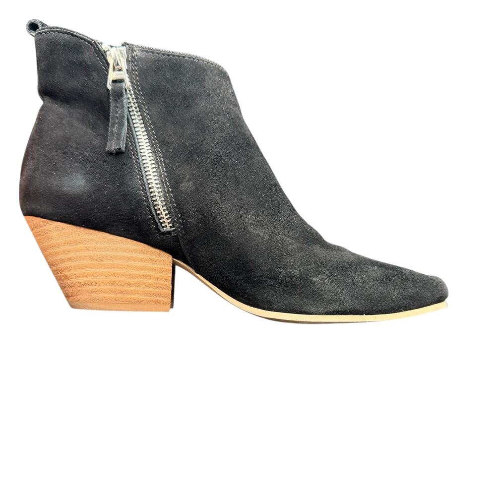 Dolce Vita Black Suede Ankle Boots Size 8 Block Heel Booties - Picture 6 of 11